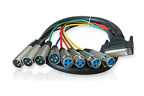 ALVA - AES25-4F4MPRO1 Digital Breakout Cables - D-Sub25 Tascam male to 4 x XLR male 4x XLR female - 1 meter length